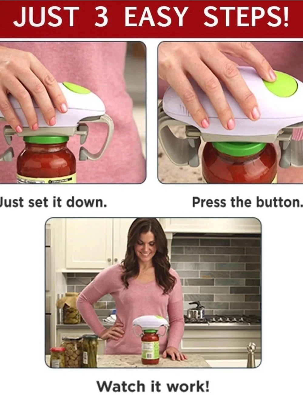 OneTouch White Jar and Bottle Opener – Easy Grip Kitchen Tool